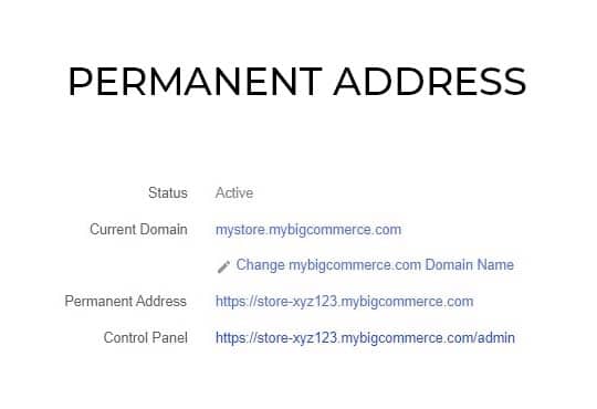 BigCommerce ePermanent Address